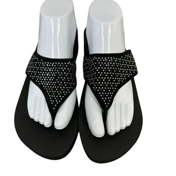 Skechers Women's Cali Vinyasa Flow Black Wedge Sandals Size 10 - Picture 3 of 5